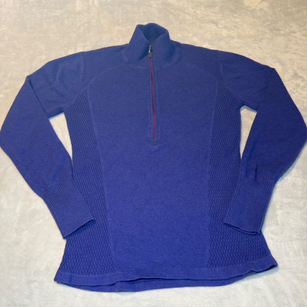 Eddie Bauer Women's Purple Quarter Zip Textured Knit Sweater Mock Neck Size Med